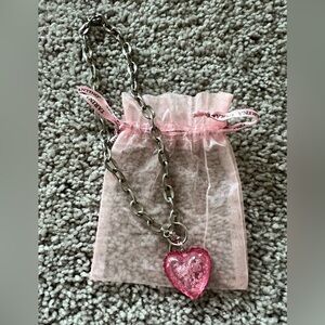 Tarina Tarantino pink heart chain necklace